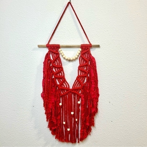 handmade Other - Red Macrame Handmade Boho‎ Wall Hanging
